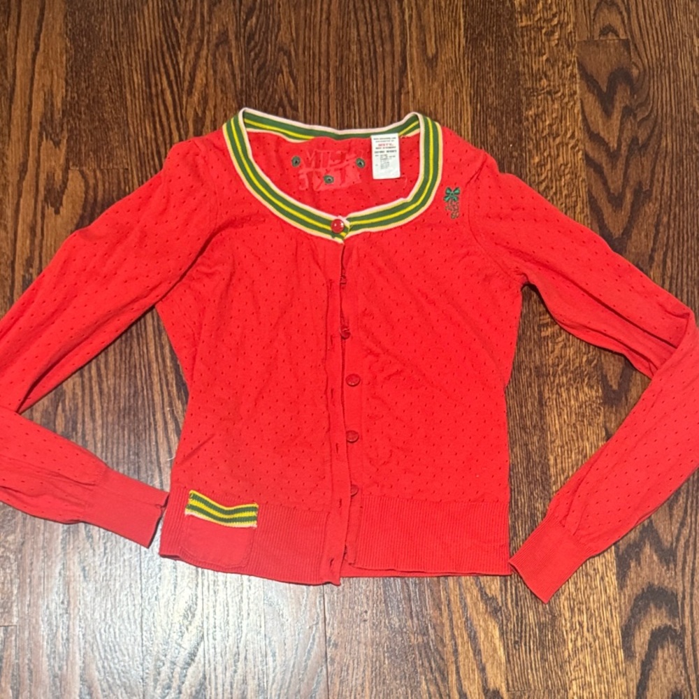Miss Sixty Red Cardigan with Green Accents